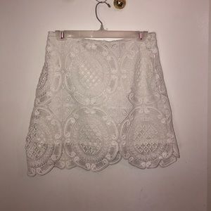 White lace Xhiliration mini skirt